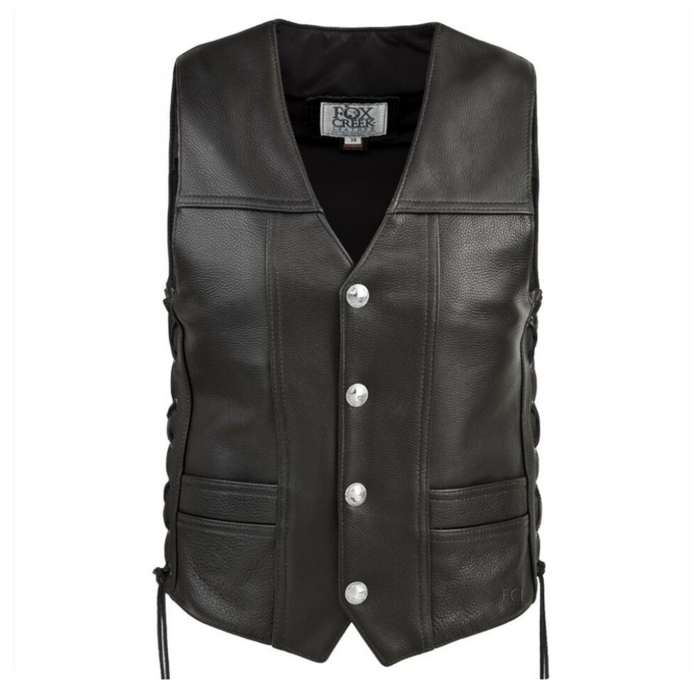 FOX CREEK LEATHER motorcycle vest lace up moto 50 (N6)